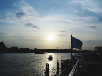 View of boats at sunset