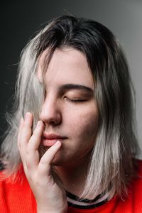 Close-up portrait of a young woman