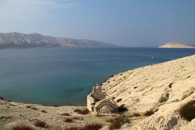 Ruins of st. nicholas church near pag city in croatia.