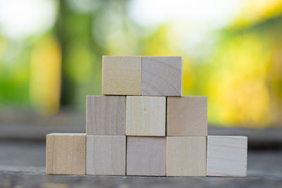 Close-up of wooden blocks