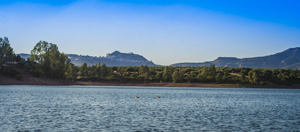 Scenic view of lake against sky