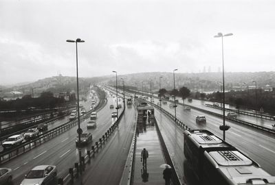 High angle view of traffic on highway in city