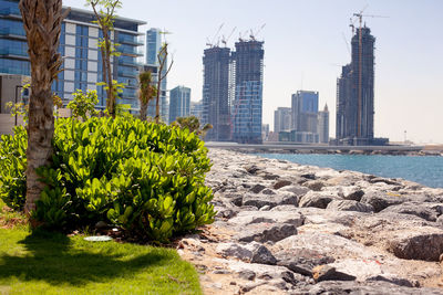 Dubai, uae, april 2019 the construction of high-rise buildings in dubai. 