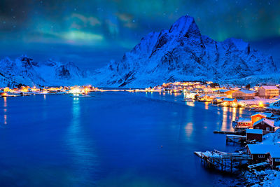 Scenic view of sea against sky at night