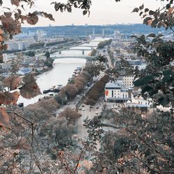 High angle view of townscape against sky