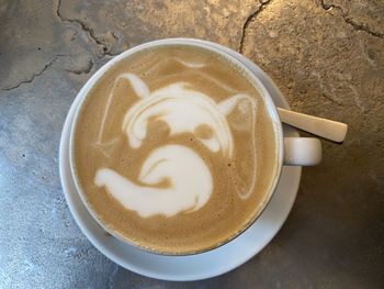 High angle view of coffee cup
