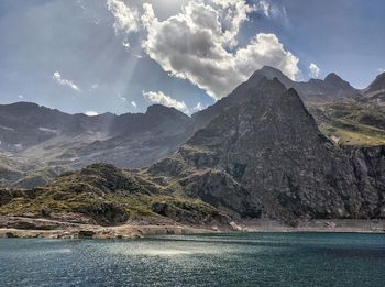 Enjoying the mountain view from the foot of the lake