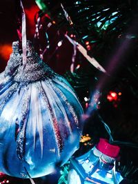 Close-up of christmas decoration hanging on tree