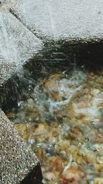 High angle view of rocks in water