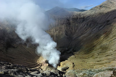 Smoke coming out of mt bromo