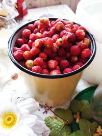 Close-up of strawberries in bowl