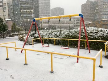 Deck chairs in snow