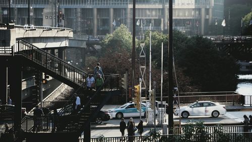 Woman standing in city