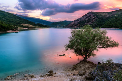 Scenic view of lake against sky