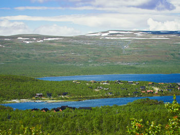 Scenic view of lake against sky