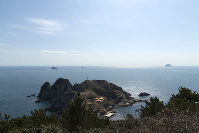 High angle view of sea against sky