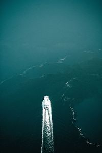 High angle view of boat in sea