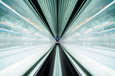 Blurred motion of illuminated railroad tracks