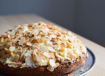 Close-up of cake in plate on table