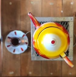 Directly above shot of drink on table