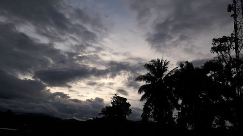 Low angle view of silhouette trees against sky at sunset