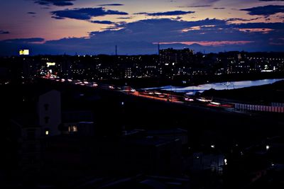 Illuminated cityscape at night