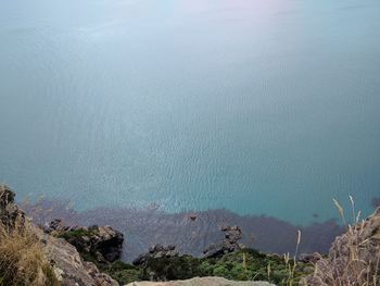 High angle view of rocks on land
