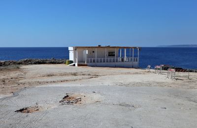 Scenic view of beach against clear sky