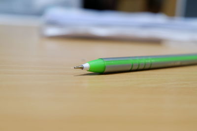 Close-up of colored pencils on table