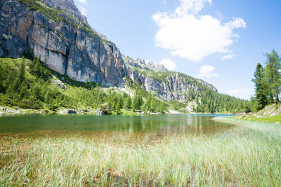 Scenic view of lake against sky