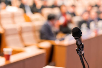 Microphone in meeting room for a conference.