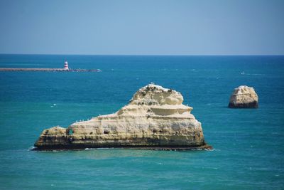 Scenic view of sea against clear sky