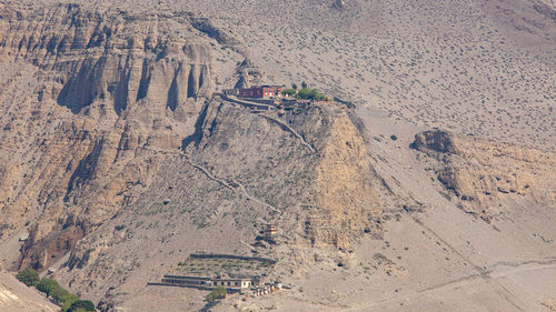 High angle view of cracked land