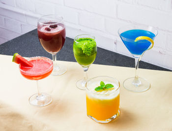 Close-up of drink served on table