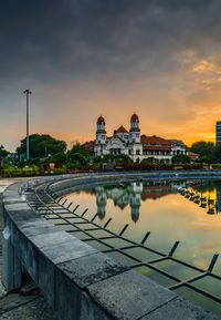 The sun rises over the lawang sewu museum. i took this semarang city landmark in february 2021.