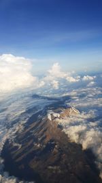 Aerial view of mt kilimanjaro against cloudy sky