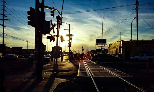 Railroad track at sunset