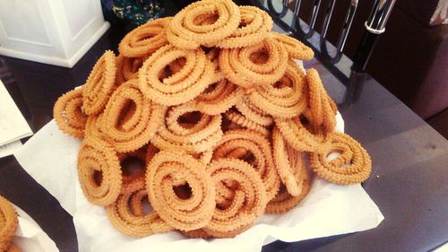 High angle view of food on table