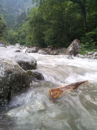 Scenic view of river flowing through rocks