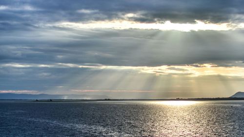 Scenic view of sea against cloudy sky