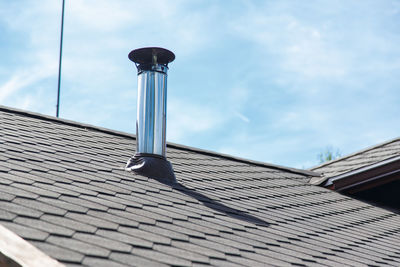 Low angle view of roof of building against sky