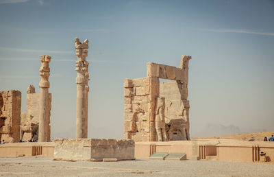 Old ruins at desert against sky