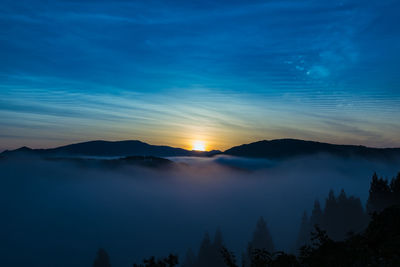 Scenic view of mountain against cloudy sky