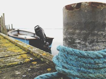 Close-up of boat against sky