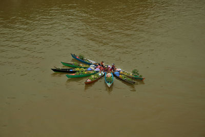 High angle view of boat in water