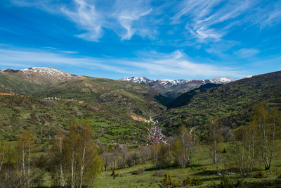 Scenic view of mountains against sky