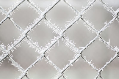 Full frame shot of frosted chainlink fence