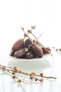 Close-up of ice cream served on table