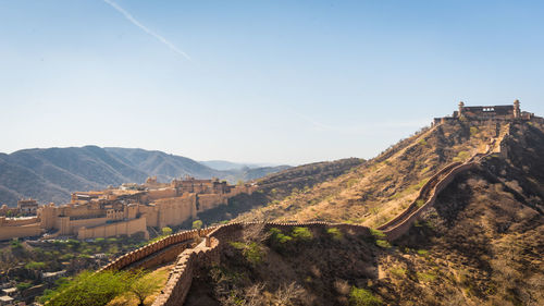 View of fort on mountain against sky