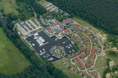 High angle view of agricultural landscape